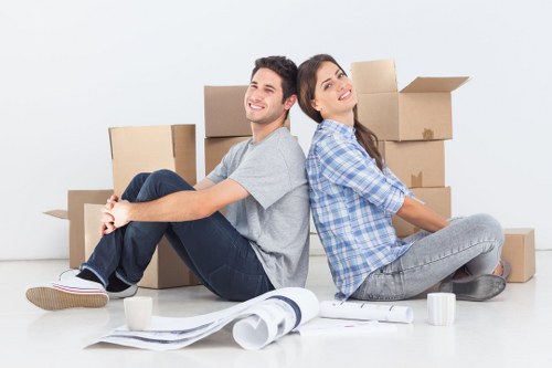 Packed student boxes ready for removals in Kingstonuponthames