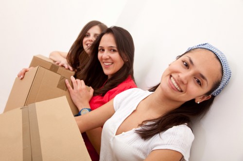 Packed boxes and furniture prepared for transport