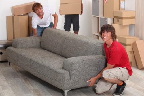 Boxes and furniture loaded into a moving van for Kingston upon Thames transport