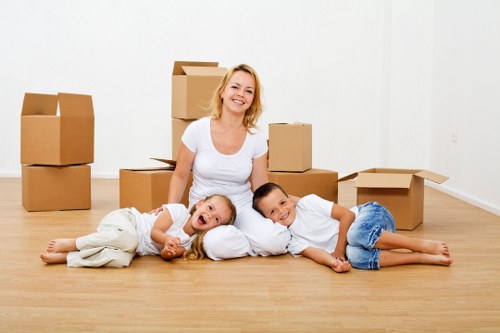 Moving van and local streets in Kingston upon Thames